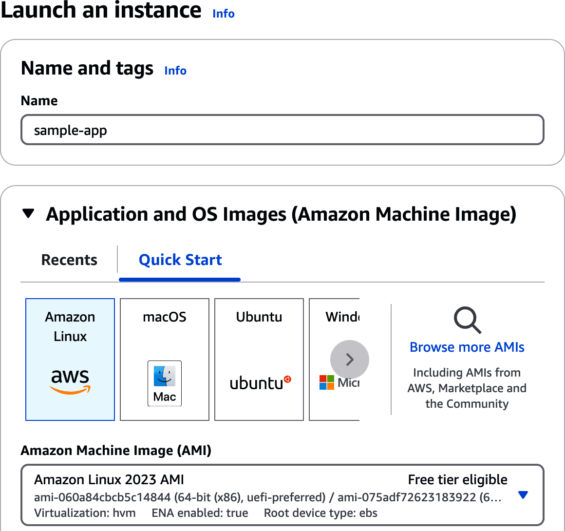 Configure the name and AMI to use for your EC2 instance
