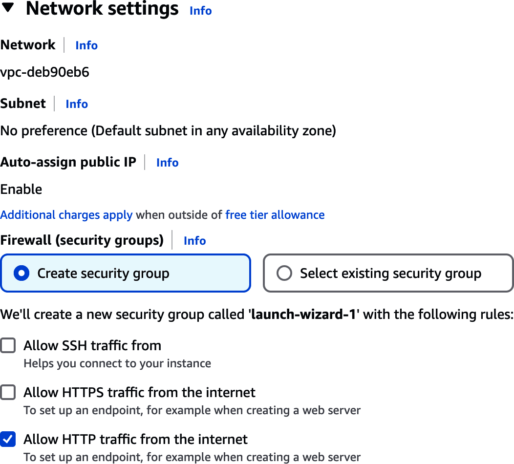 Configure the network settings for your EC2 instance