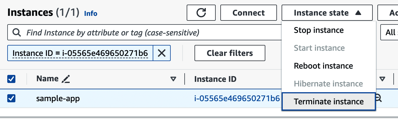 Make sure to terminate your EC2 instance when you’re done testing