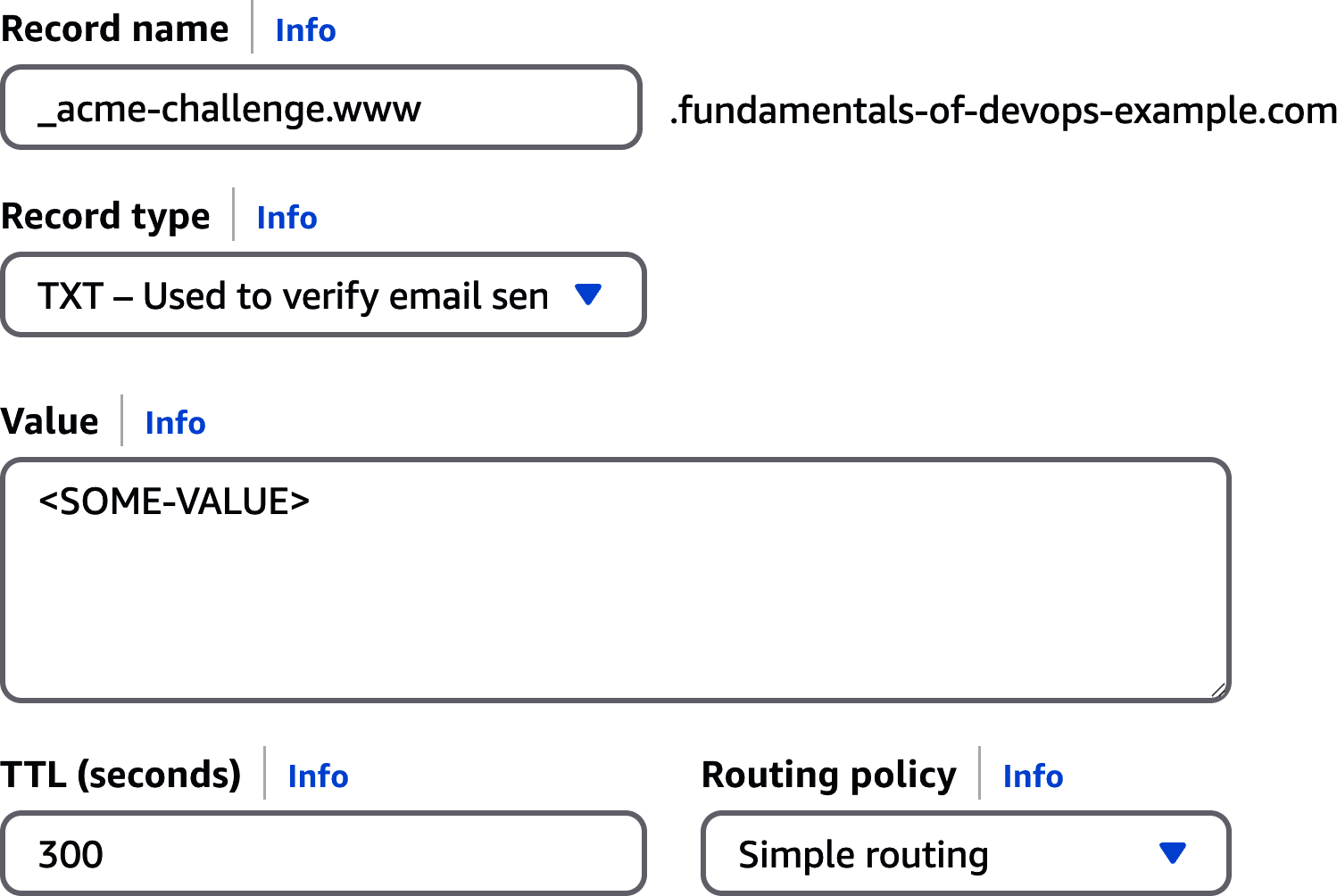 Create a DNS TXT record to prove you own the domain name